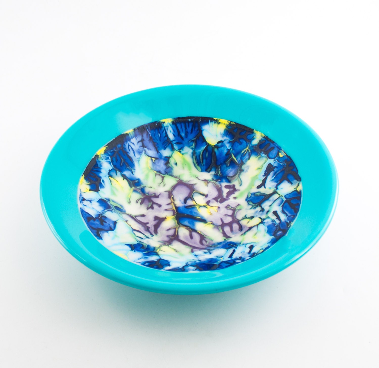 Turquoise Glass Bowl Hand Painted Kitchen Decor Pasta Bowl   Il Fullxfull.891534626 L7lq 