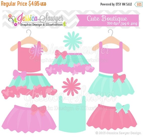 80% OFF - INSTANT DOWNLOAD, tutu clipart, boutique logo, aqua and pink, for scrapooking, invitations, commercial use Il_570xn