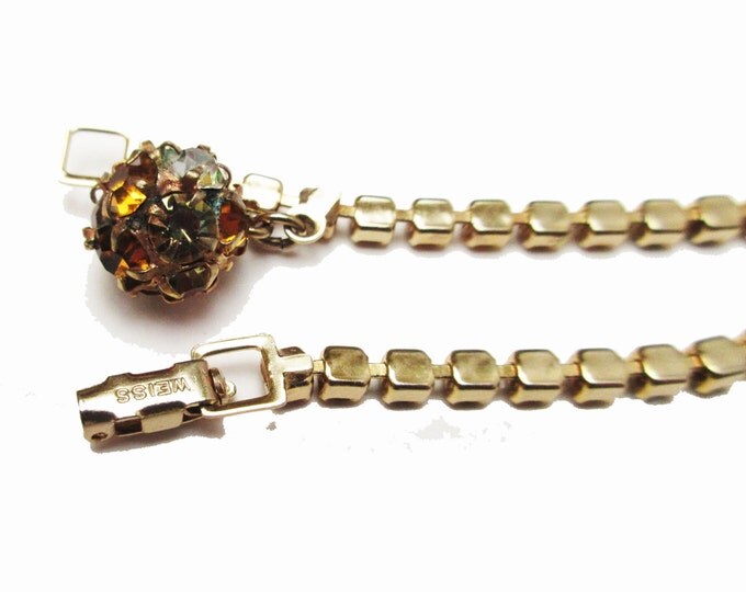 Weiss Amber Rhinestone Tennis Bracelet with ball charm