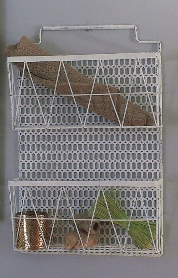 Metal Double Pocket Wall Organizer Mail Center Modern Kitchen