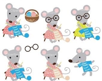 Items similar to Cute Mouse Family Clipart Images Cartoon Vintage ...