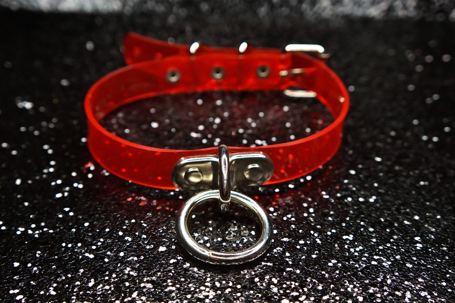 CLEAR Hanging O Ring Choker Transparent Vinyl Choker Collar