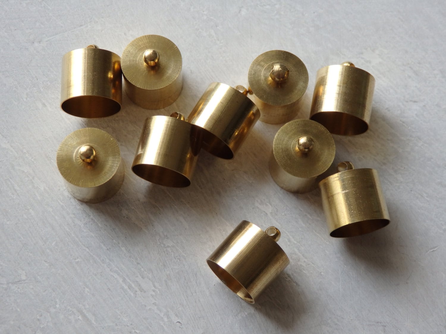 10 Large raw brass end caps for cord necklaces kumihimo cord