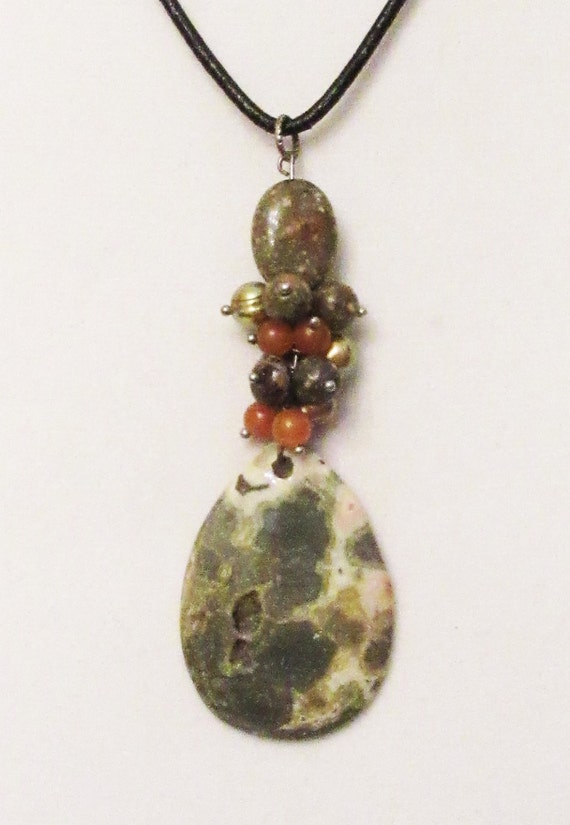 Ocean Jasper Jewelry Fossil Jewelry Handmade Cluster Pendant