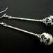 Murano Glass Black Swirl Ball Sterling Silver Earrings Sterling Silver Fishhook Earrings