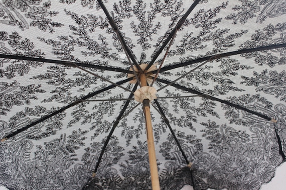 Antique Victorian Black Lace Parasol by RubyCubesExeter steampunk buy now online