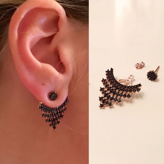 Sterling Silver 925 Ear Jacket Earrings Silver by NalansJewellery