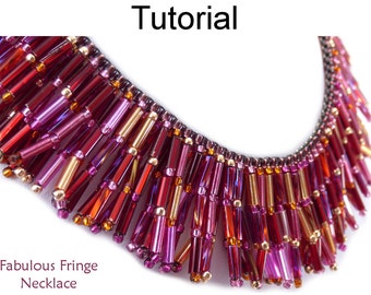 Beading Tutorial Necklace Pattern - Fringe Necklace - Bugles - Simple Bead Patterns - Fabulous Fringe Necklace #19407