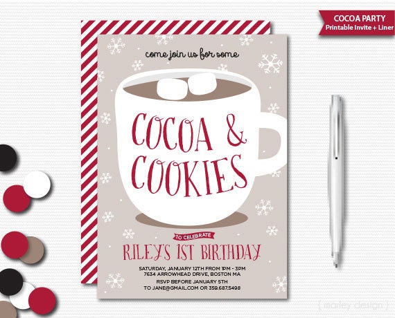 Cocoa Invitation Cocoa Party Invitation Cocoa and Cookies Party Cocoa ...