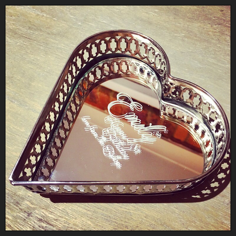Custom Engraved Heart Shaped Vanity Tray with by GrandEngrave