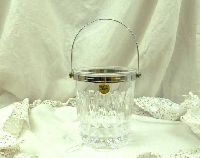 Vintage 1960s Lead Crystal Cristal d'Arques Ice Bucket / French Flea Market Decor / French Design / Retro Home Interior / Mid Century