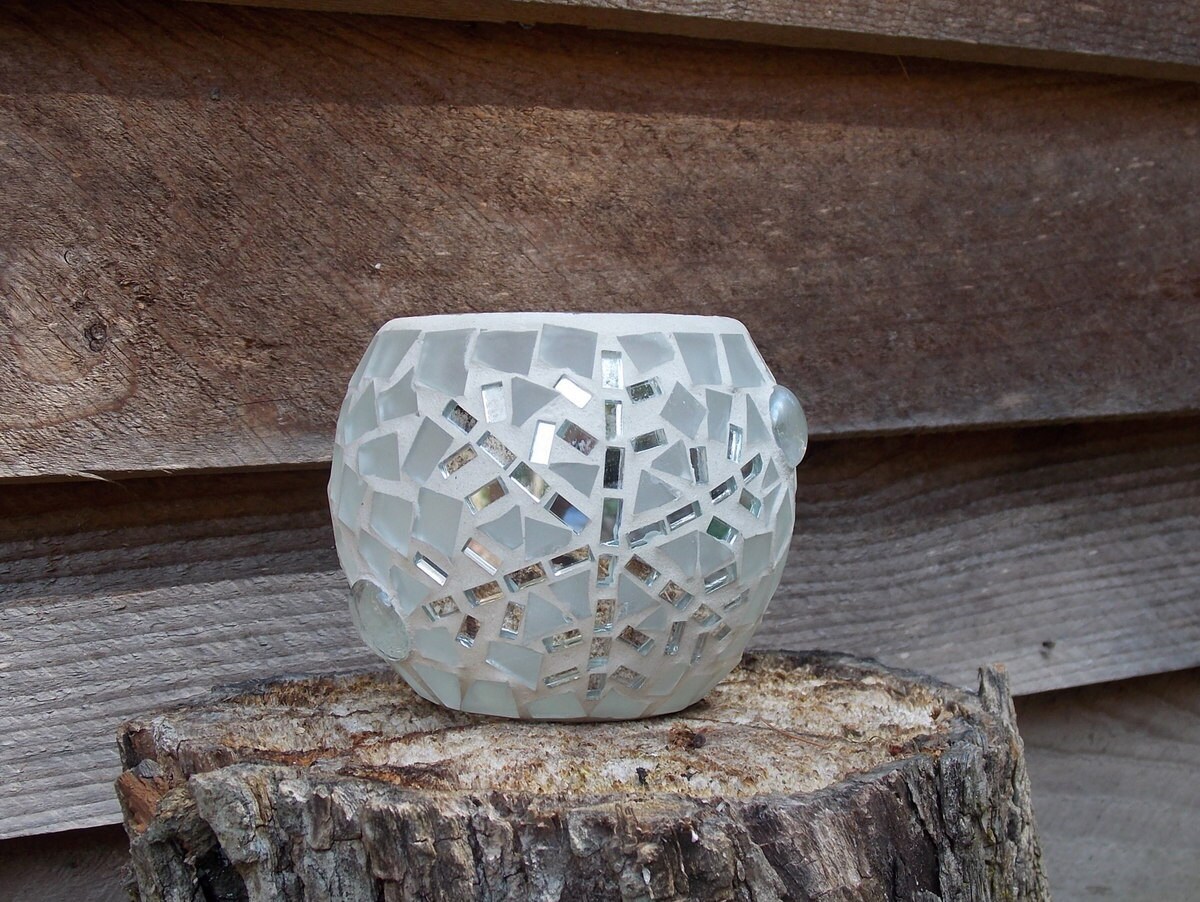 Vintage Glass Tile Mosaic Candle Holder
