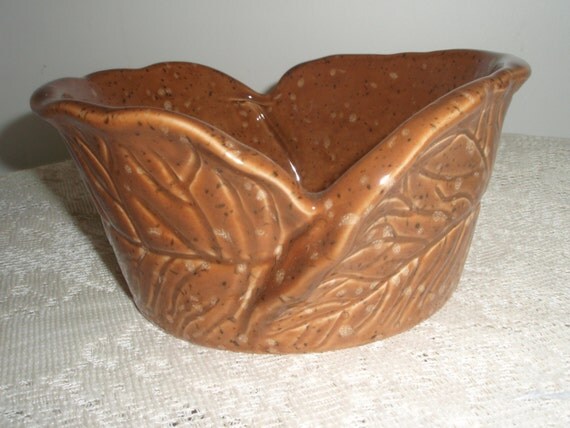 Handmade Pottery Bowl Brown Spotted Stoneware Bowl made in