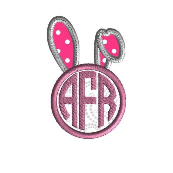 Easter Bunny Ears Embroidery Design Monogram Frame Applique