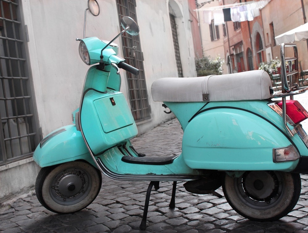 Teal Italian Vespa print Teal vespa by artbyserinacassetta on Etsy