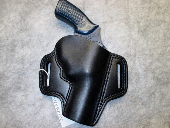 Ruger SP 101 3 Inch OWB Pancake Holster Black Leather Right