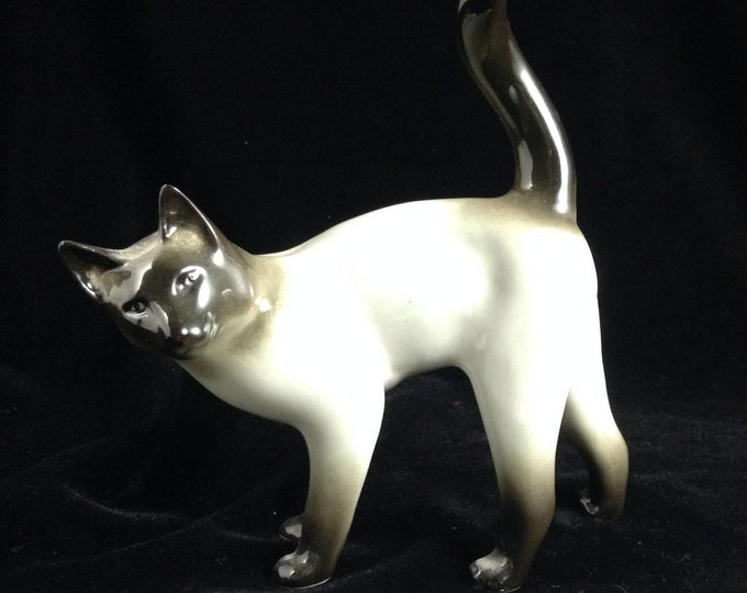 Lomonosov Porcelain Cat Figurine, Gift For Cat Lover, Vintage Collectible, Russian Porcelain Figure