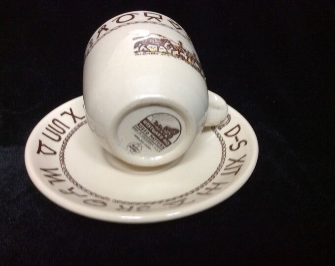 Original Wallace China Vintage Westward Ho Rodeo Over-sized Coffee Cup and Saucer Set, American Restaurant Ware