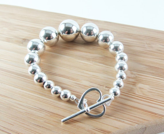 Sterling Silver Ball Bracelet Silver Bead Bracelet Mother of