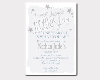 Twinkle Twinkle Little Star Birthday Invitation | Star Birthday Invitation | First Birthday | Boy Birthday | Baby Shower Invitation