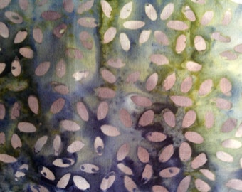 Green Blue Grey Batik/Cotton Quilting Sewing Craft Fabric/HALF Yard Pricing