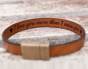 Boyfriend Gift for Boyfriend Anniversary Gift For Him Birthday Gifts Mens Hidden Secret Message Mens Leather Bracelet Personalized For Men