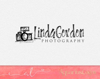 Photography logo design using a sketched camera - DIY Photography watermark logo - camera logo design template