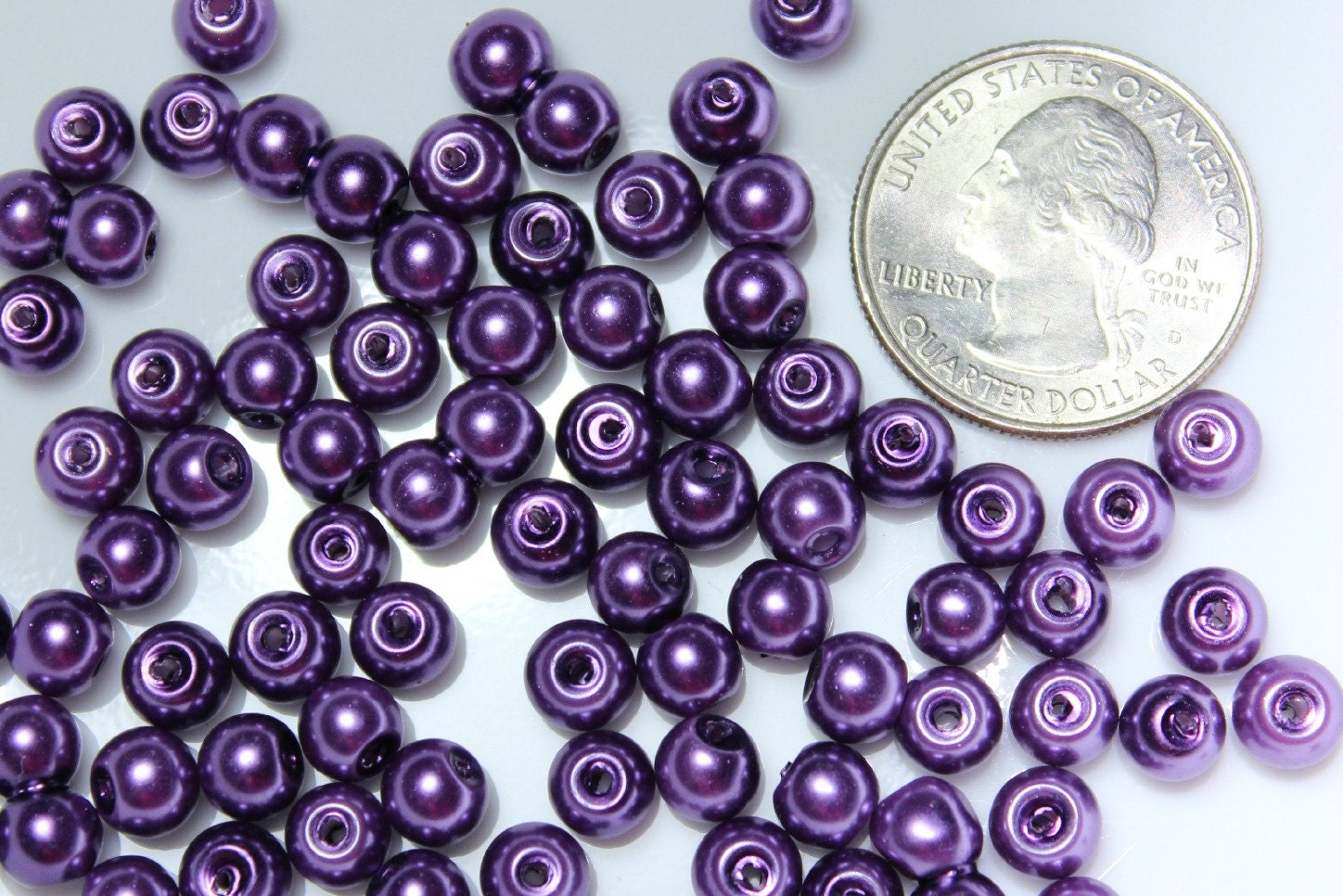 6mm Purple Imitation Pearl Round Beads 50 QTY by CharmNThings