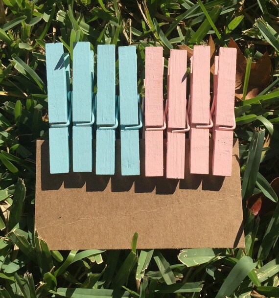 Gender reveal wear your guess clothespins pink vs blue girl or