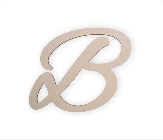 Cursive Wooden Letter B Unfinished Unpainted