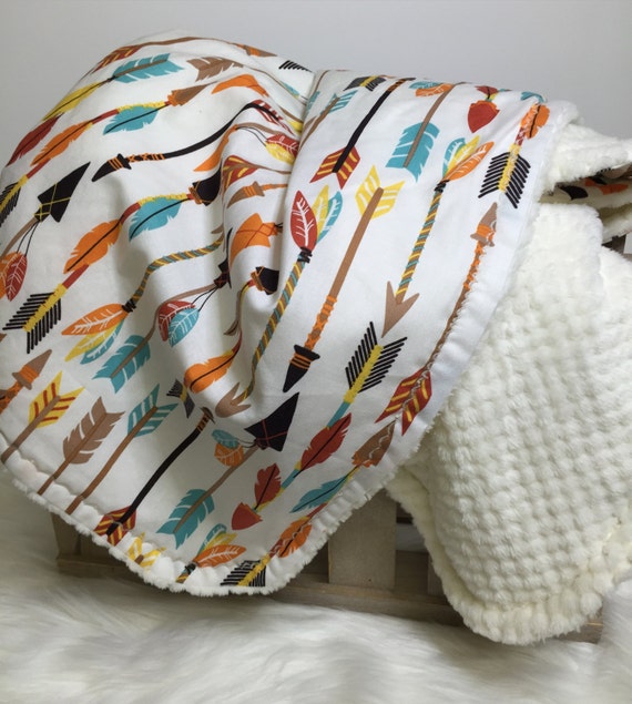 Baby Minky Blanket MultiColor Minky Baby Blanket Tribal Baby