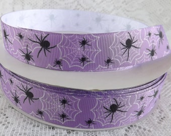 Spider web ribbon 7/8 Halloween ribbon purple spider ribbon Halloween ribbon