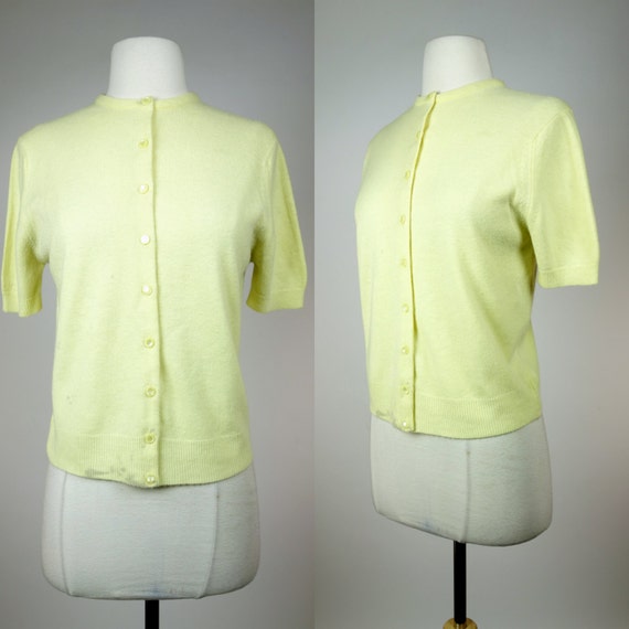 yellow cropped short sleeve cardigan