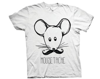 Mousetache T-shirt // Mouse Tshirt // Vegan T-shirt // eco friendly t-shirt // funny t-shirt // mouse illustration // digital print tee
