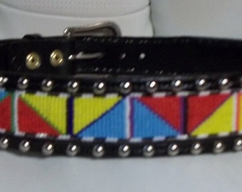 Made and ready to ship, Handmade leather belt with spots