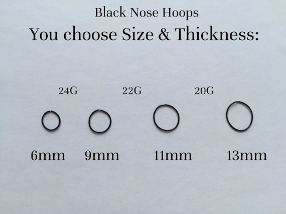Nose Ring Black Hoops 20G 22G 24G 6mm 9mm 11mm by AmmoniteSwirls
