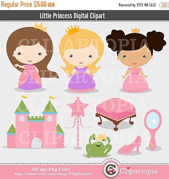 50% OFF SALE Little Princess Cute Princess Digital Clipart For Personal And Commercial Use / INSTANT Download Il_570xn