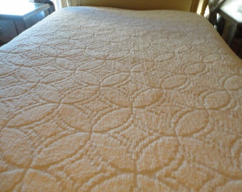 REDUCED. 50's chenille bedspread with swag flowers size