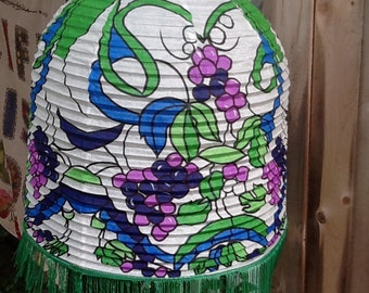 vintage paper lantern withe with green tassles and purple grapes model (GG)