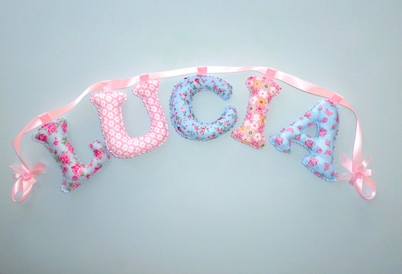 shabby chic fabric letter name banner girl s room name shabby chic fabric letter name banner girl s room name