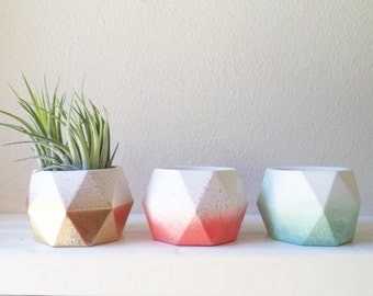 Geometric mini planters, geometric candle holders, tea light candle holders, votive candle holders, ombre