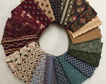 20 Civil War Reproduction Quilt Fabric Fat Quarter Bundle