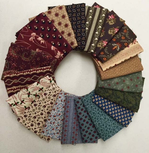 20 Civil War Reproduction Quilt Fabric Fat Quarter Bundle