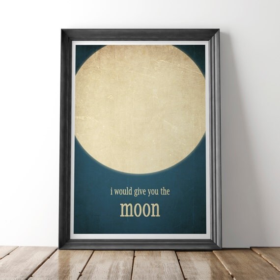 Moon Print Nursery art moon decor typographic poster