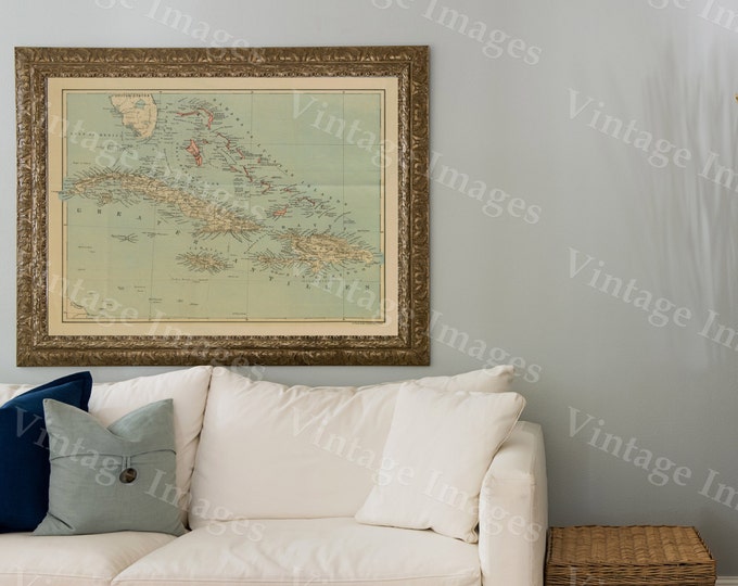 old map of The Bahamas Historic Bahama Map 1888 antique Old World Restoration Style nautical chart Map Fine Art Print CARIBBEAN wall map