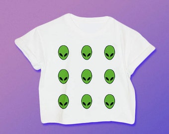 Alien Shirt // Alien Crop Top // Alien Tie Dye Shirt // 90s // Space Grunge