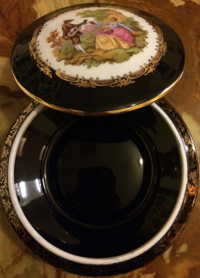 Vintage Limoges Castel 22 k gold porcelain cobalt blue by AldoLeo