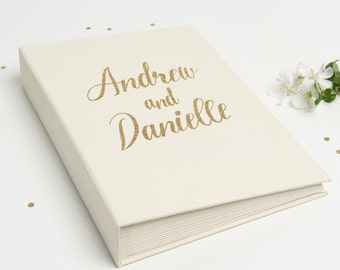 Instant Wedding Album Ivory Guest Book with Gold Glitter Lettering Instax Photo album, Birthday Album - by Liumy