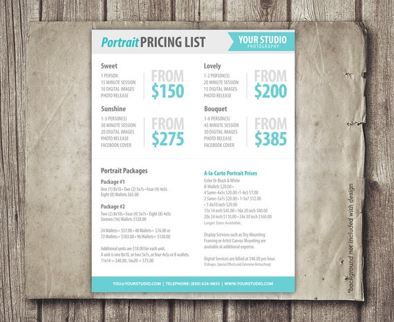 Photography Package Pricing Photographer Price List