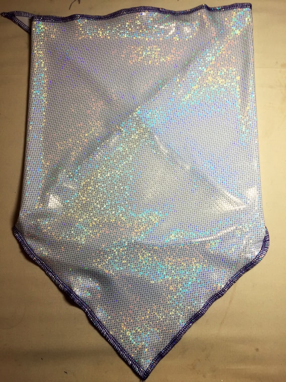 Holographic White Spandex Bandana w/ Silver Holo Rainbow pattern and Hidden Stash Pocket